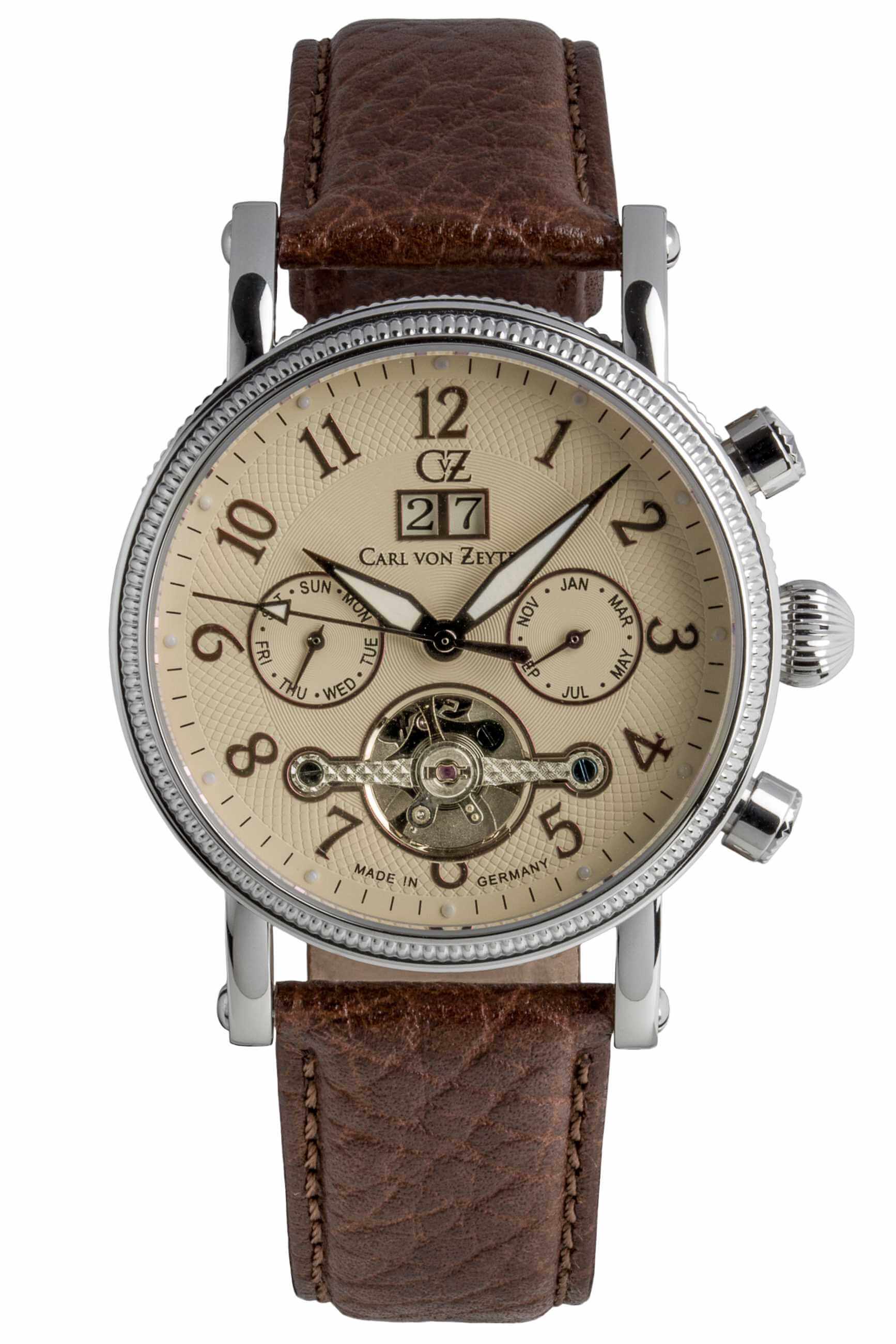 Carl von Zeyten -Titisee II Herrenuhr Braun Offene Unruh 42,5mm- CVZ0073CRS günstig online kaufen