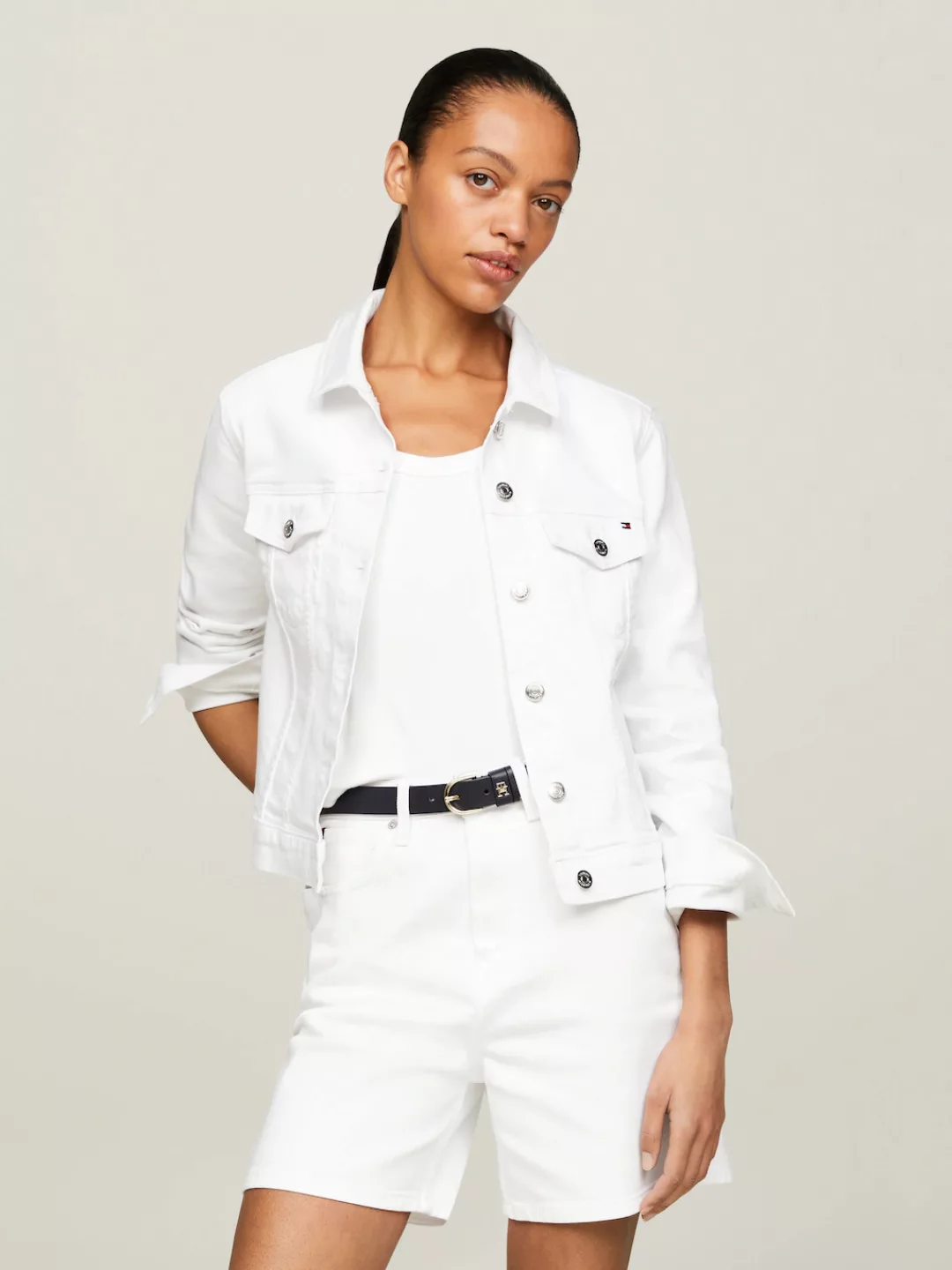Tommy Hilfiger Jeansblazer DNM SLIM JACKET WHITE mit Markenlabel günstig online kaufen