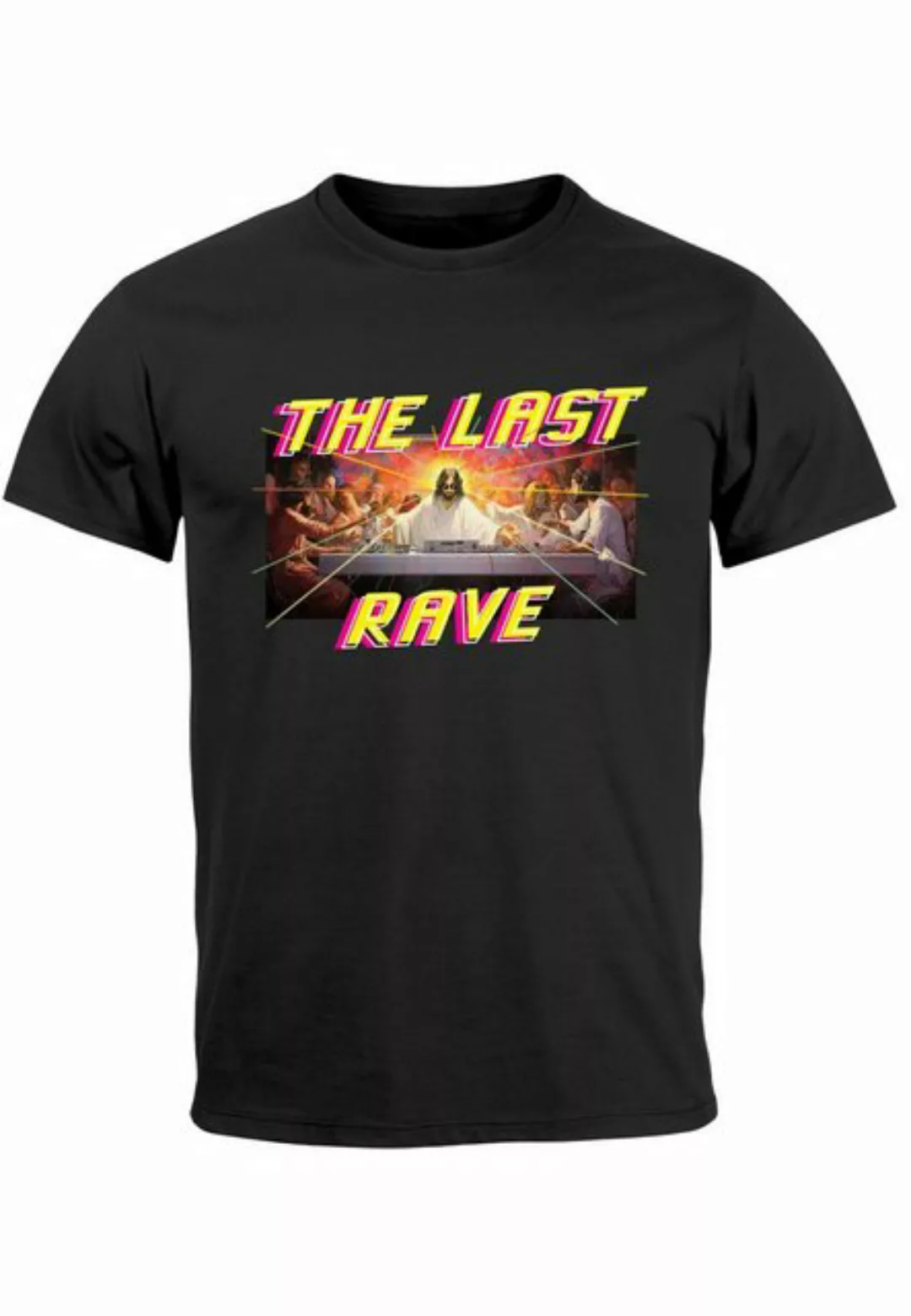 Neverless Print-Shirt Herren T-Shirt Techno The Last Rave Parodie Das letzt günstig online kaufen