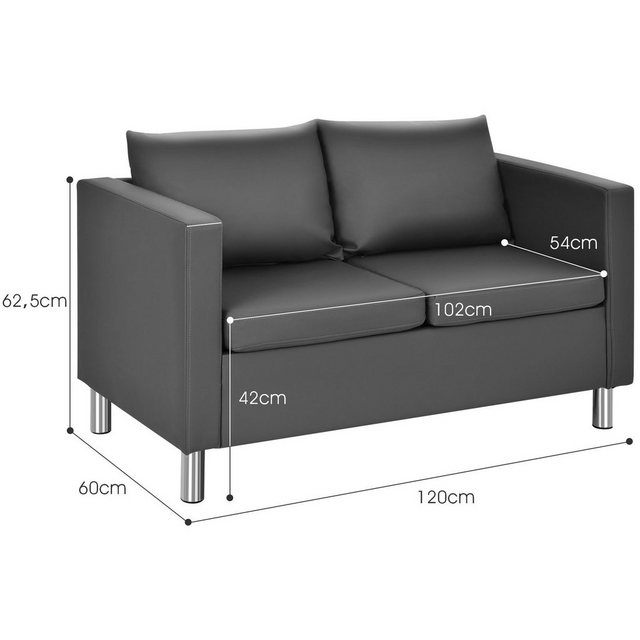 COSTWAY 2-Sitzer, Loungesofa mit 2 Kissen, gepolstert, Kunstleder, 120cm günstig online kaufen