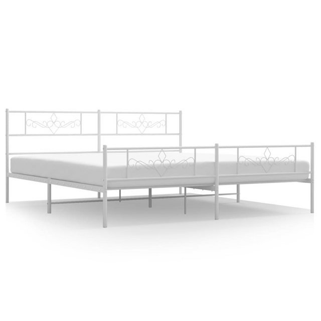 vidaXL Bettgestell, Bettrahmen mit Kopf- und Fußteil Metall Weiß 193x203 cm günstig online kaufen