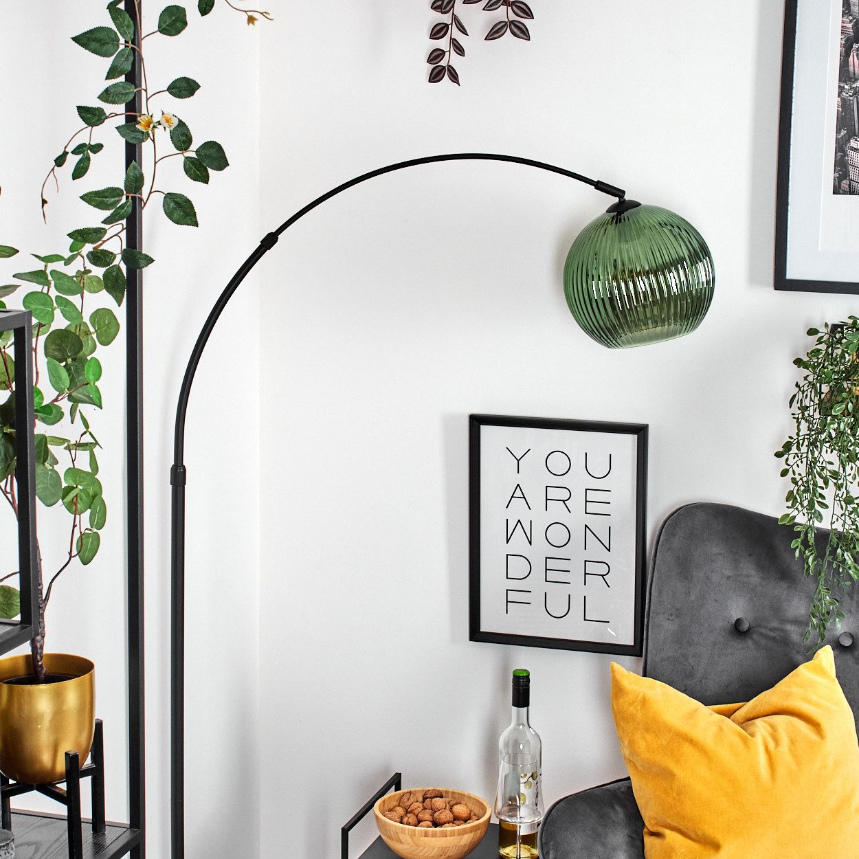 hofstein Stehlampe Stehlampe aus Metall/Riffelglas in günstig online kaufen