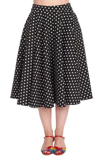 Banned A-Linien-Rock Polka Dot Days Schwarz Retro Vintage Swing Skirt günstig online kaufen