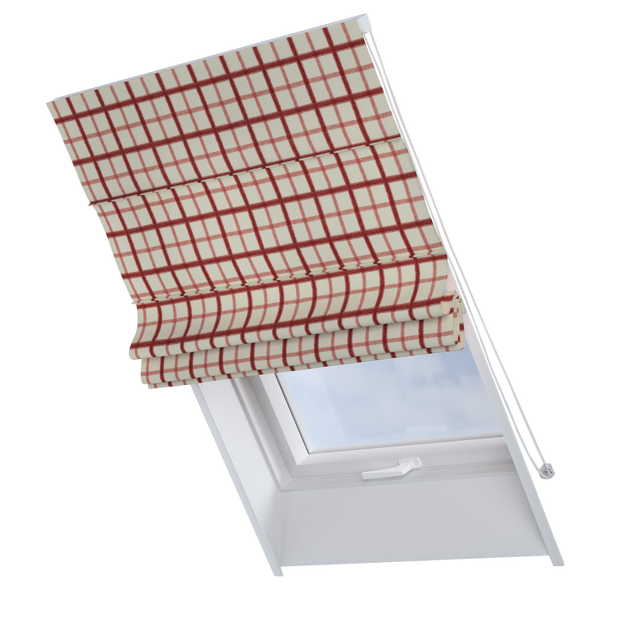 Dekoria Dachfenster-Raffrollo Rimini, rot-creme, 50 x 60 cm günstig online kaufen