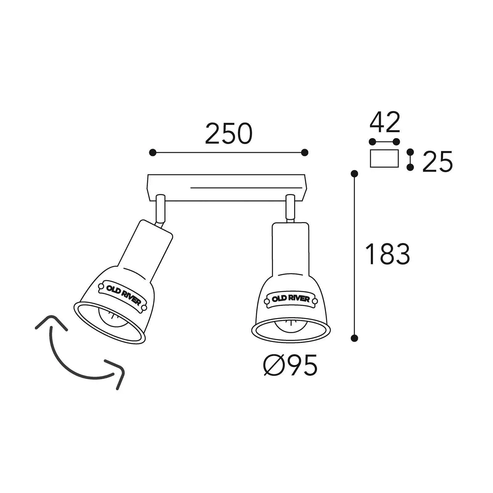 Deckenlampe Azali 1548.E27, 2-flg., messing antik günstig online kaufen