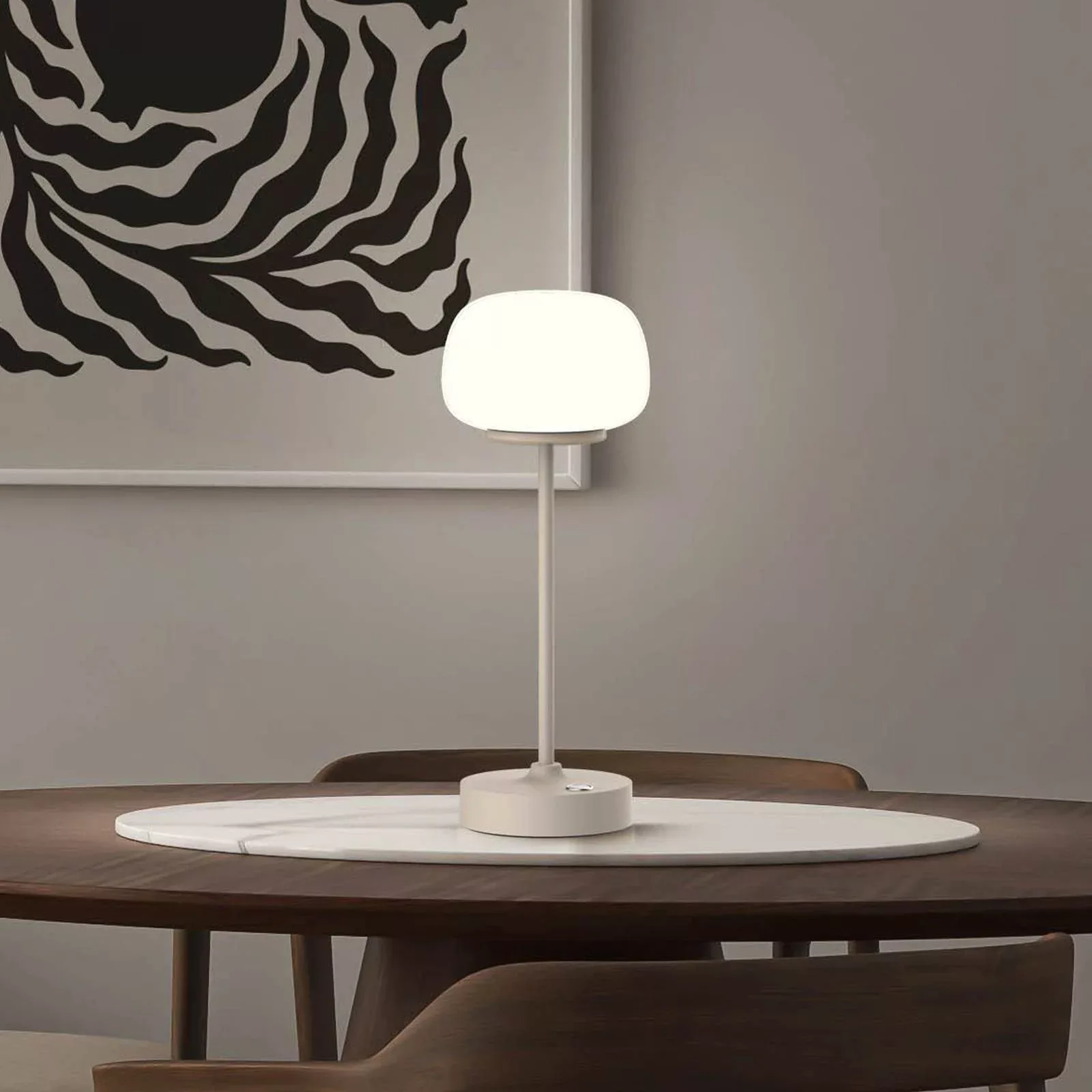 Näve Leuchten LED-Tischleuchte beige Metall Glas B/H/T/D: ca. 10,5x30x10,5x günstig online kaufen