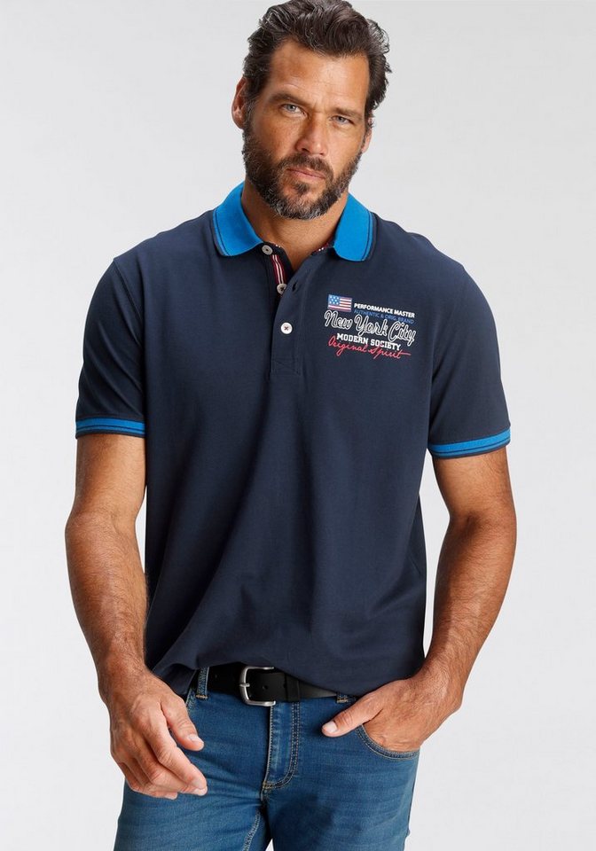 Man's World Poloshirt mit kleinem Brustprint günstig online kaufen