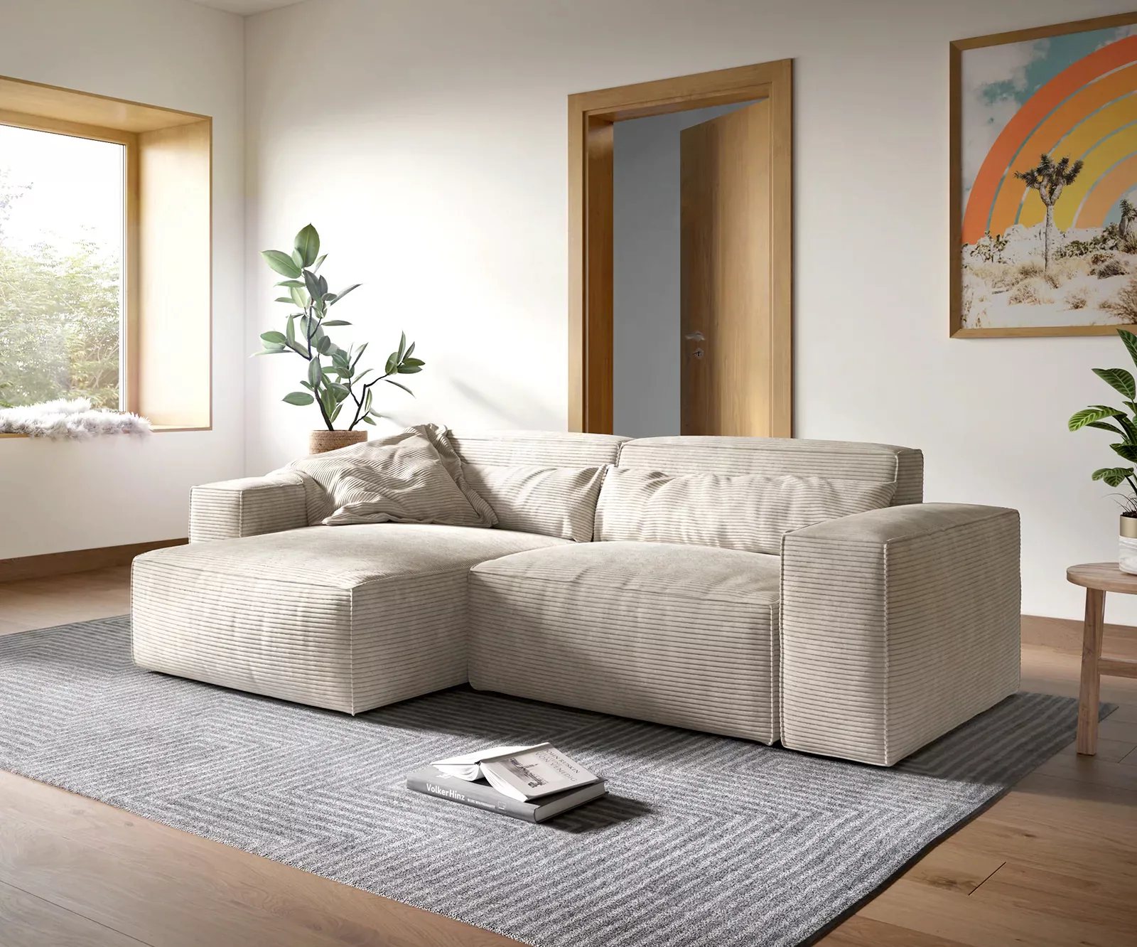 Ecksofa Sirpio XL 270x170 cm Cord Beige Recamiere variabel günstig online kaufen