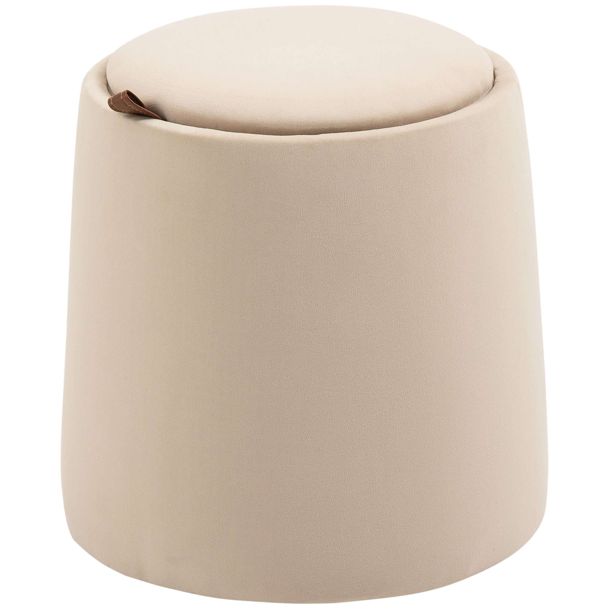 HOMCOM Ottomane runder Sitzhocker mit Stauraum in Beige Samtoptik abnehmbar günstig online kaufen