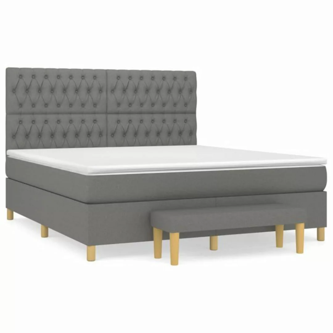 vidaXL Boxspringbett Boxspringbett mit Matratze Dunkelgrau 180x200 cm Stoff günstig online kaufen