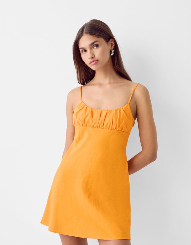 Bershka Minikleid Mit Leinen Damen M Orange günstig online kaufen