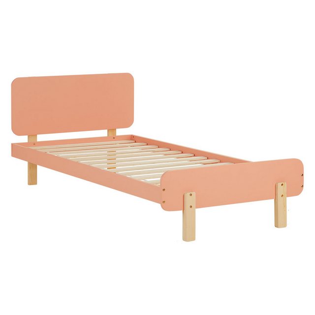 Homestyle4u Holzbett Kinderbett 90x200 cm Einzelbett Jugendbett Holzfüße Gä günstig online kaufen