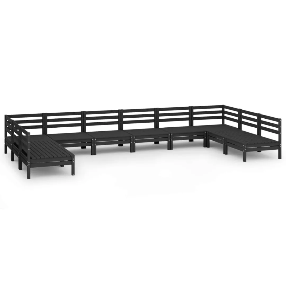 10-tlg. Garten-lounge-set Schwarz Massivholz Kiefer günstig online kaufen