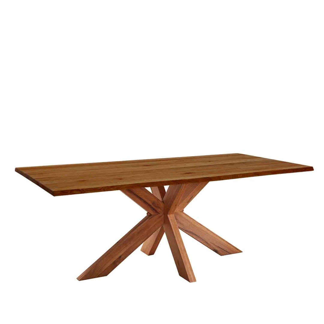 Tisch Holzspider Gestell Zerreiche braun geölt Baumkante günstig online kaufen