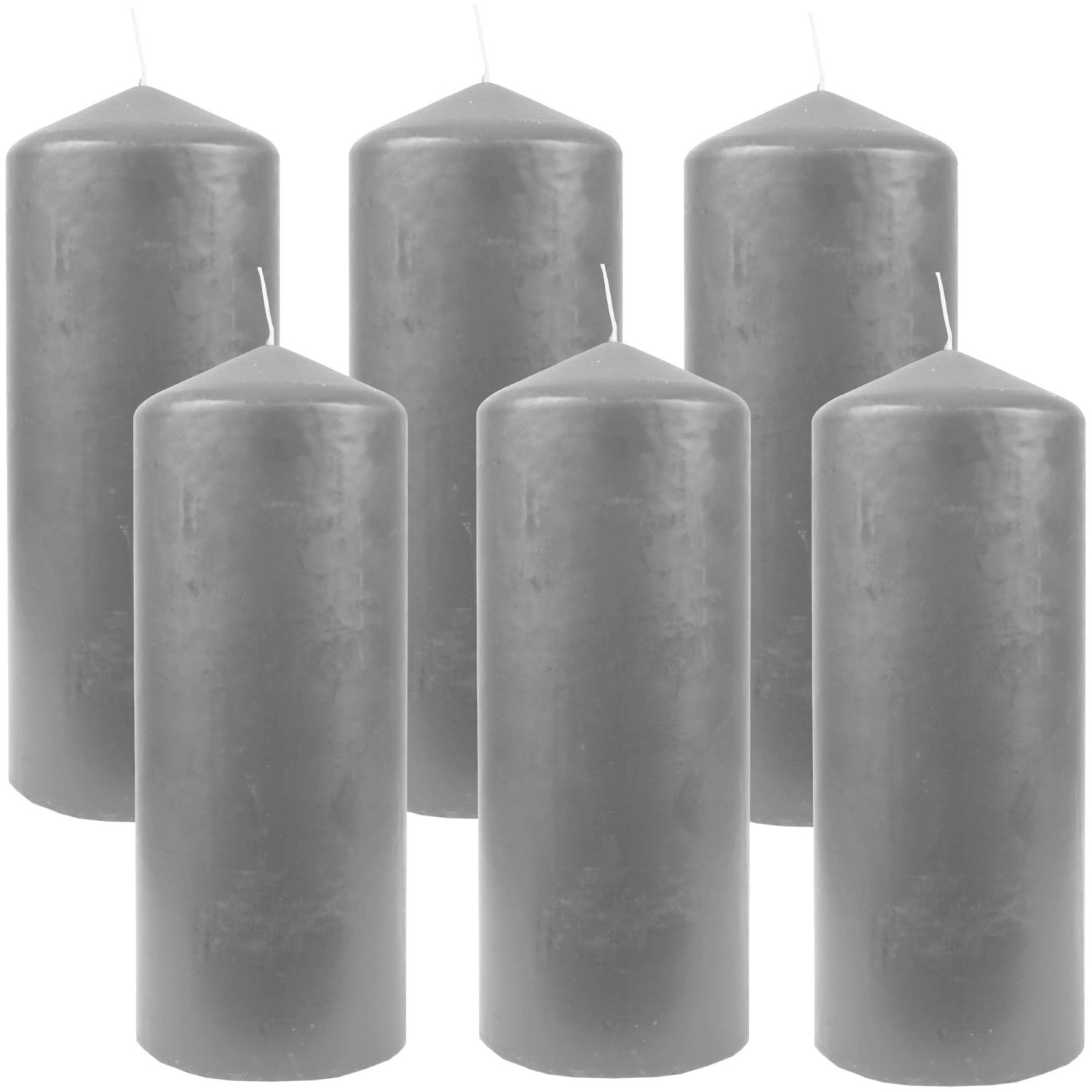 HS Candle Stumpenkerzen Ø6cm 6er Pack Grau günstig online kaufen