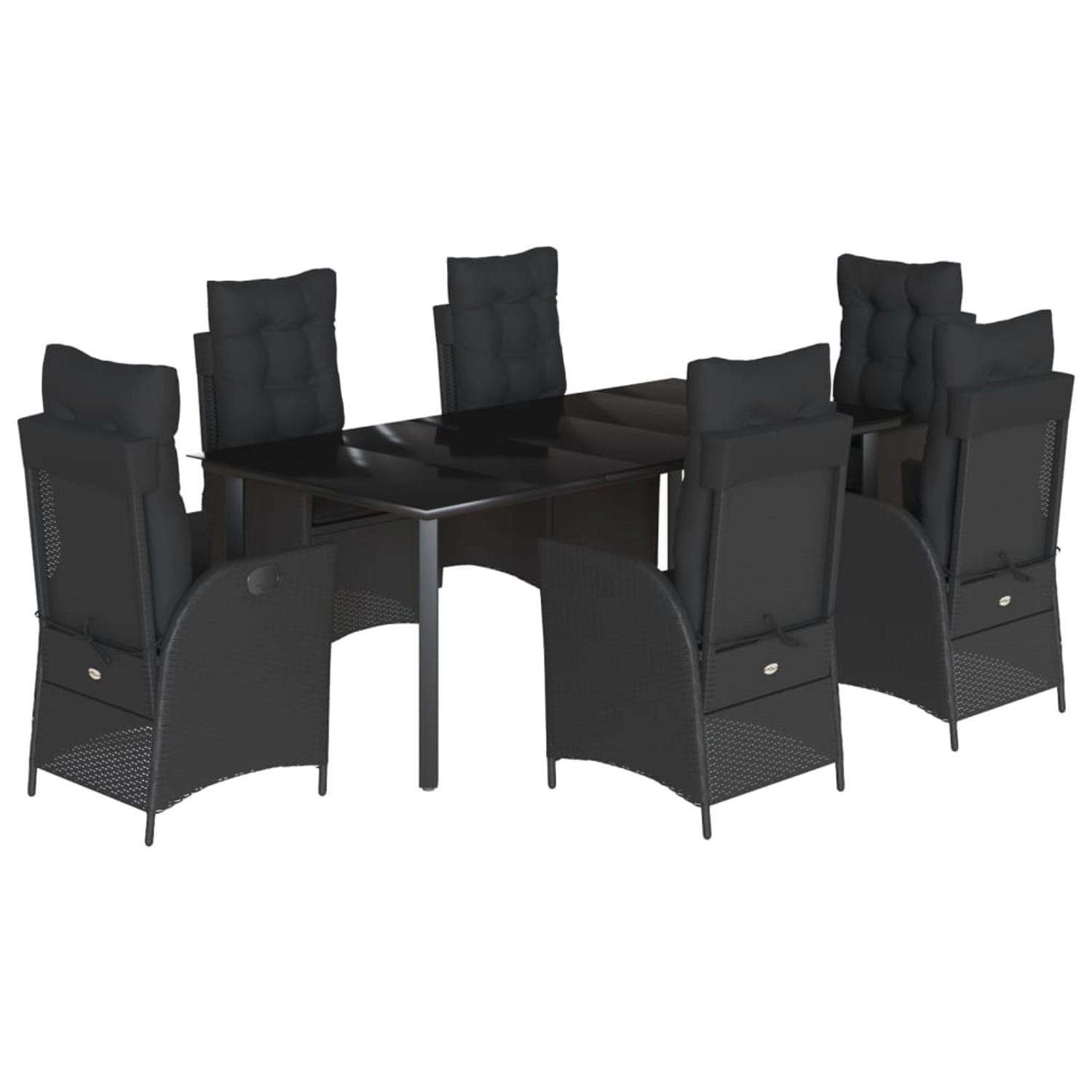 vidaXL 7-Tlg Garten-Essgruppe mit Kissen Schwarz Poly Rattan 3213191 günstig online kaufen