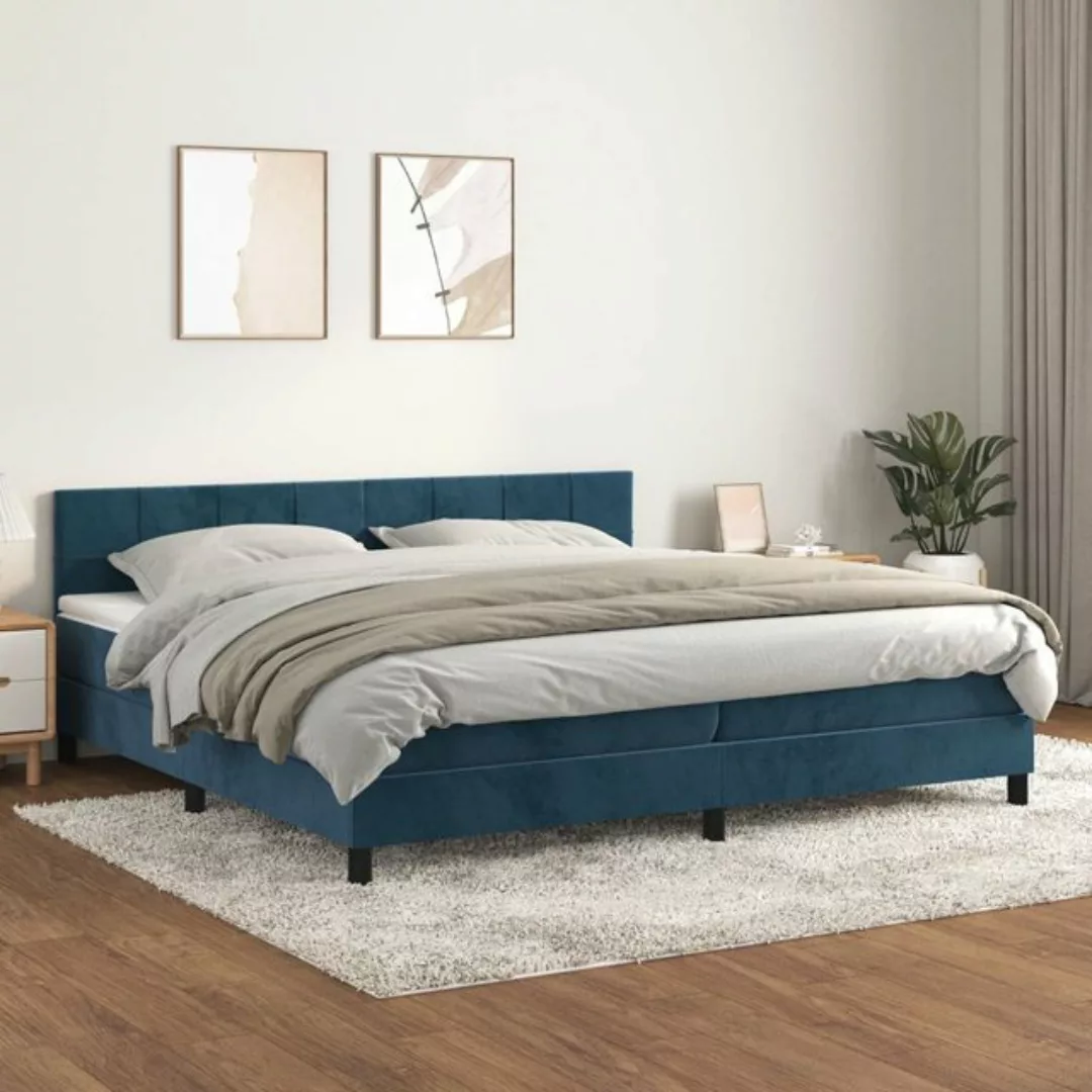 vidaXL Boxspringbett Boxspringbett mit Matratze Dunkelblau 200x200 cm Samt günstig online kaufen