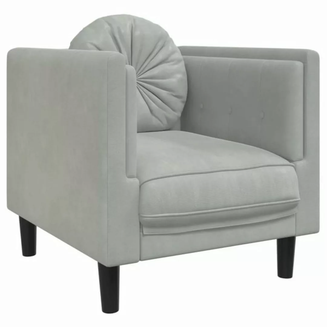 vidaXL Sofa Sessel mit Kissen Hellgrau Samt günstig online kaufen