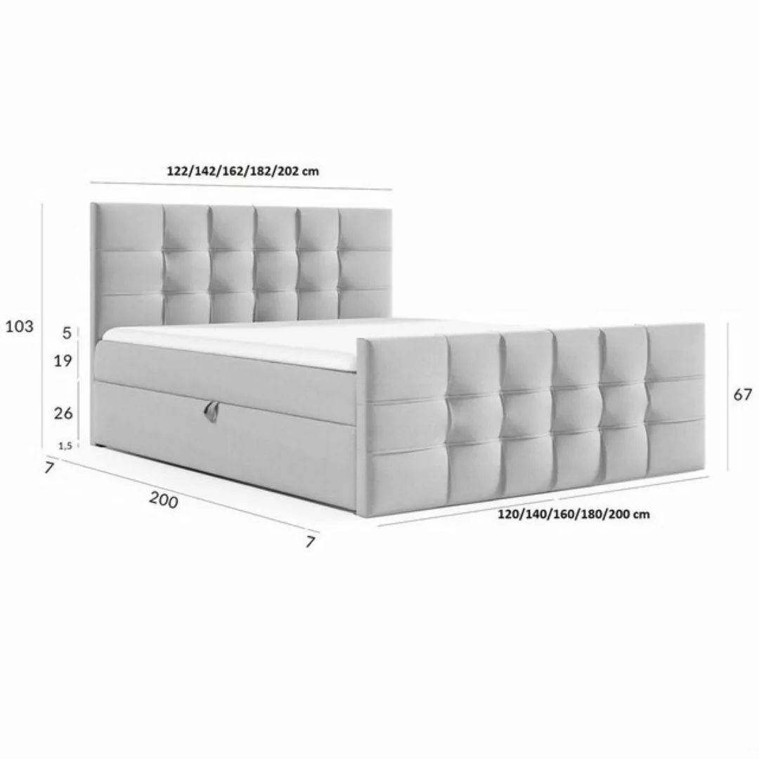 Fun Möbel Boxspringbett Boxspringbett Schlafzimmerbett NOEL in Stoff Faro ( günstig online kaufen