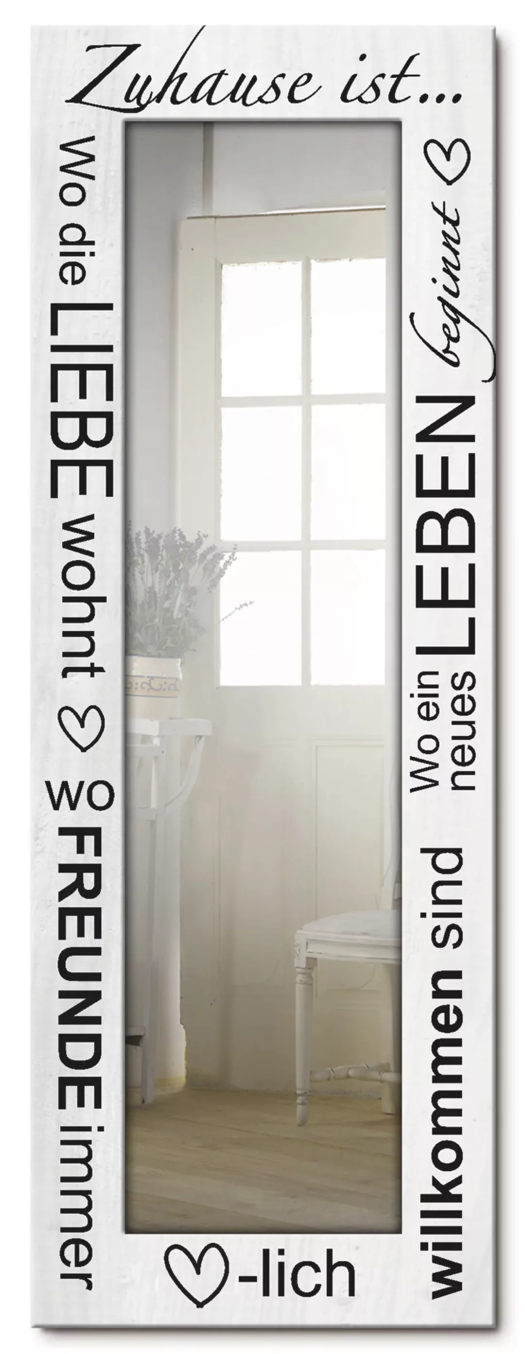 Artland Dekospiegel "Wo die Liebe wohnt", Modern, Wandspiegel, Ganzkörpersp günstig online kaufen