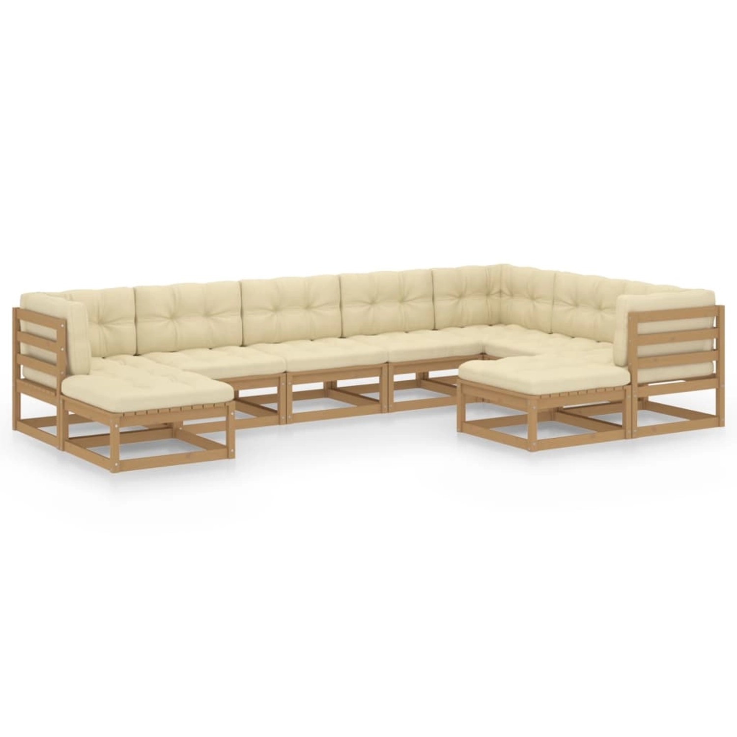 9-tlg. Garten-lounge-set Kissen Honigbraun Kiefer Massivholz günstig online kaufen