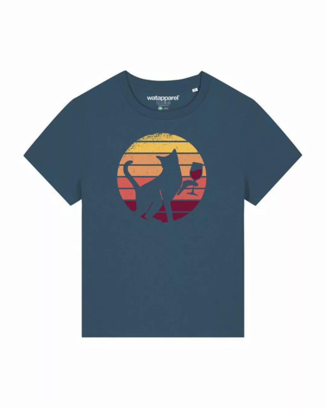 wat? Apparel Print-Shirt Sunset Katze & Rotwein (1-tlg) günstig online kaufen