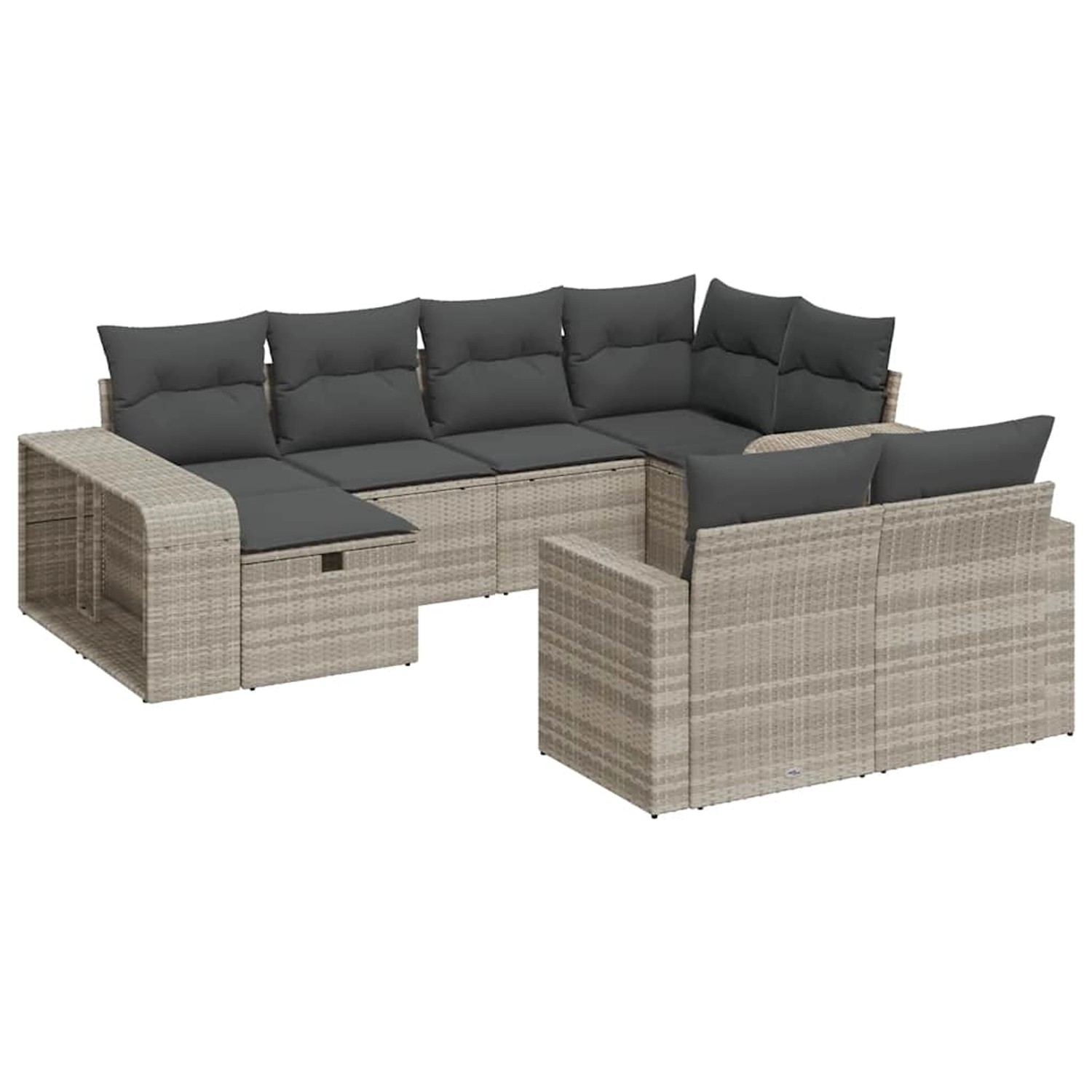 vidaXL 10-Tlg Garten-Sofagarnitur mit Kissen Hellgrau Poly Rattan 3326066 günstig online kaufen