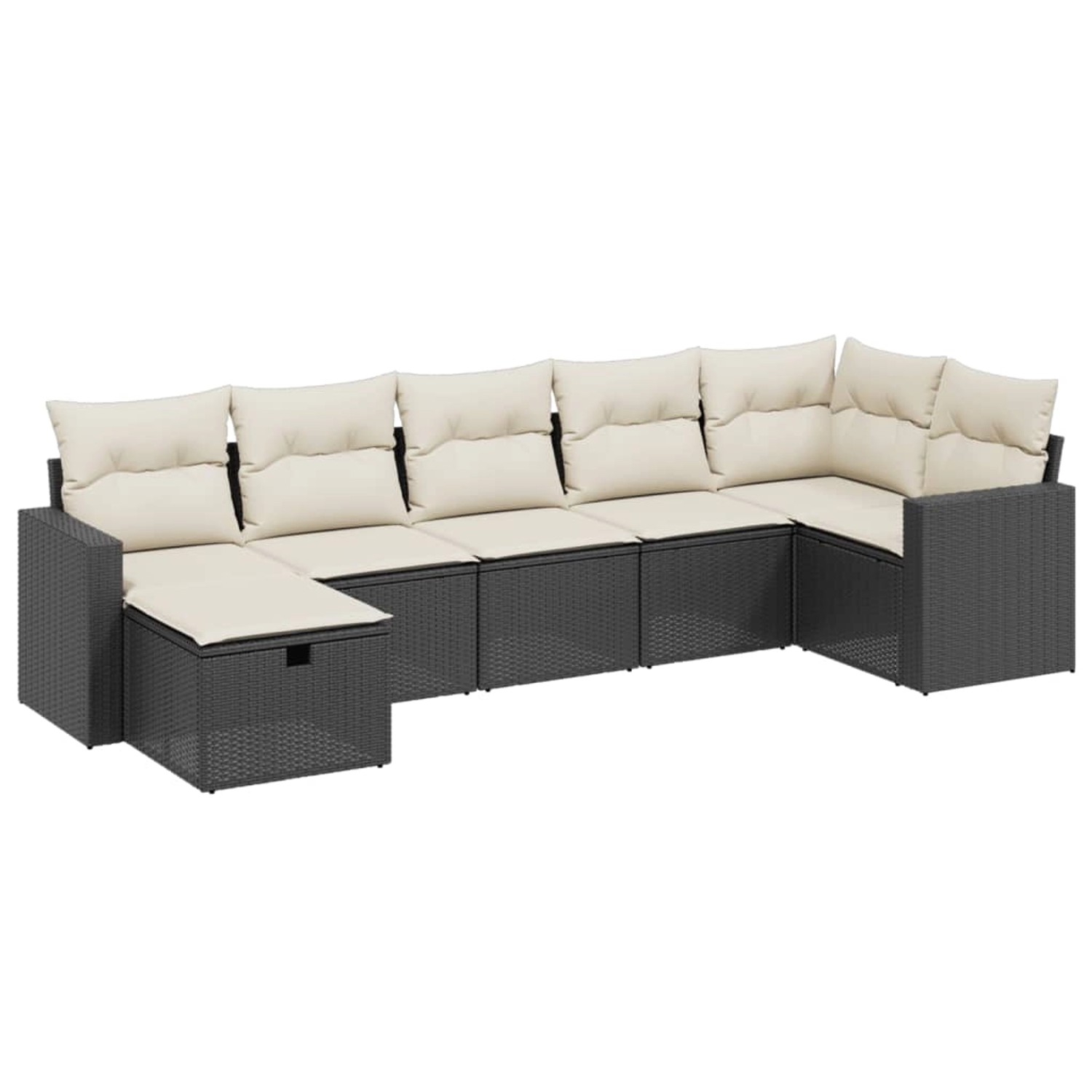 vidaXL 7-tlg Garten-Sofagarnitur mit Kissen Schwarz Poly Rattan Modell 157 günstig online kaufen