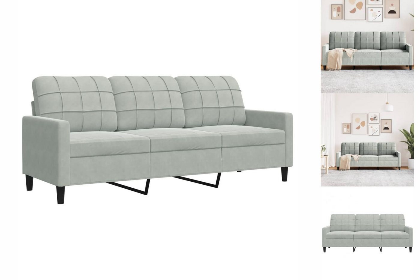 vidaXL Sofa 3-Sitzer-Sofa Hellgrau 180 cm Samt günstig online kaufen