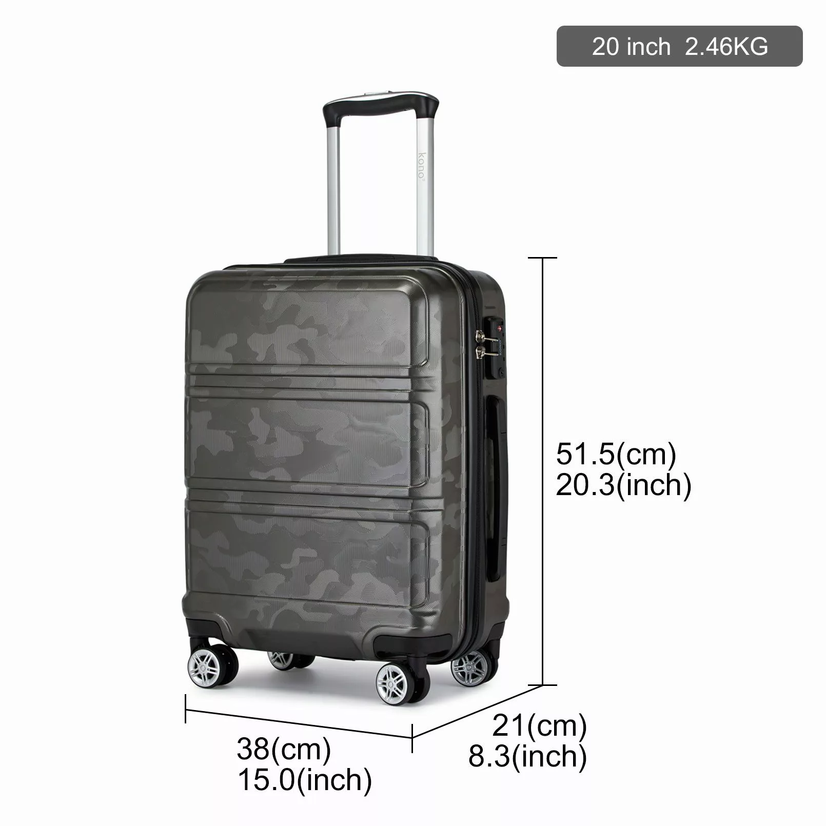 KONO Hartschalen-Trolley mit TSA-Schloss - Reisekoffer günstig online kaufen