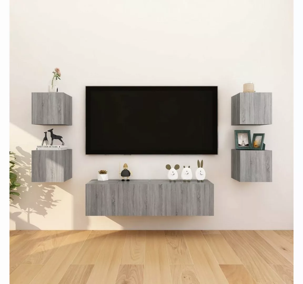 furnicato TV-Schrank TV-Wandschrank 8 Stk. Grau Sonoma 30,5x30x30 cm günstig online kaufen