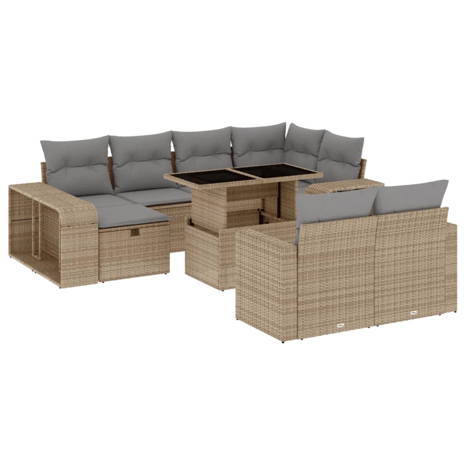 vidaXL 11-tlg Garten-Sofagarnitur mit Kissen Beige Poly Rattan Modell 182 günstig online kaufen