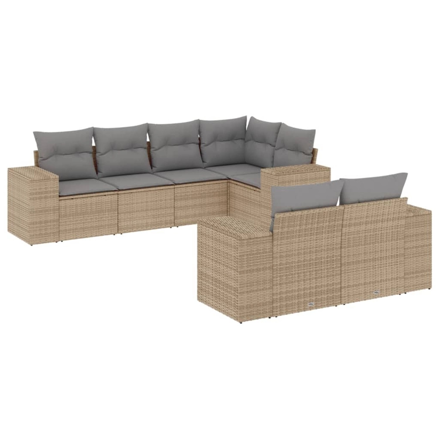 vidaXL 7-Tlg Garten-Sofagarnitur mit Kissen Beige Poly Rattan 3255146 günstig online kaufen