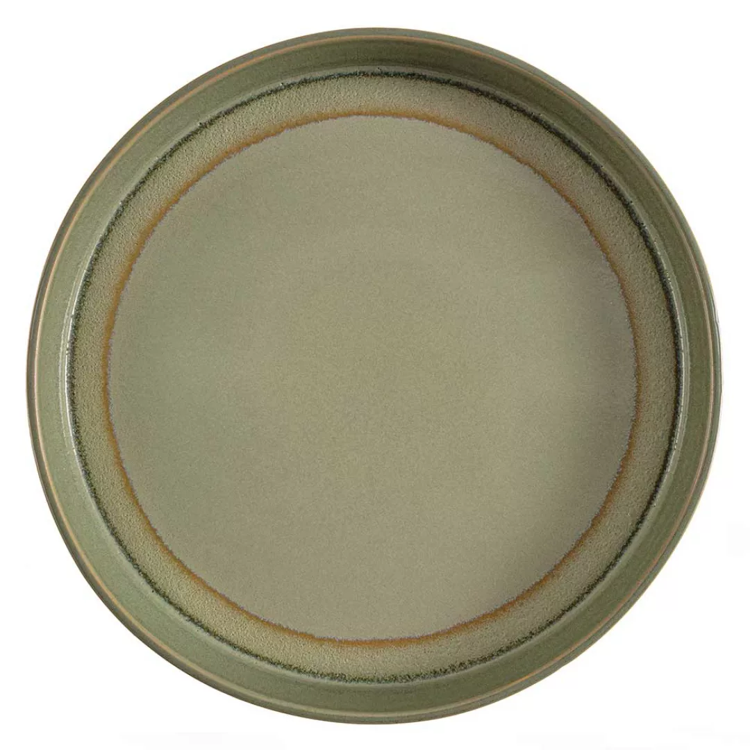 Keramik Schale Tablett Set in Graugrün 40 cm Durchmesser (2er Set) günstig online kaufen