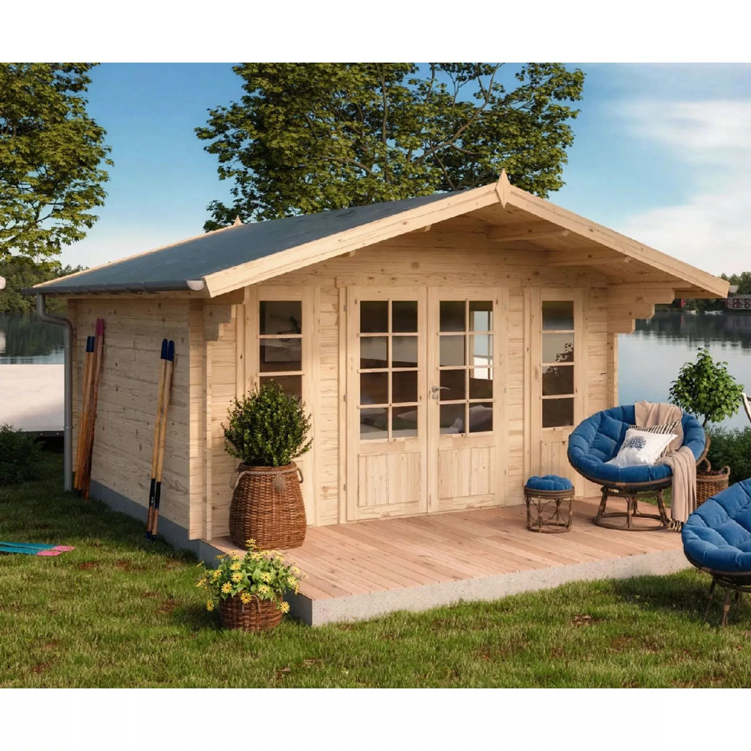 Polhus Holz-Gartenhaus/Gerätehaus Satteldach Unbehandelt 920 cm x 538 cm günstig online kaufen