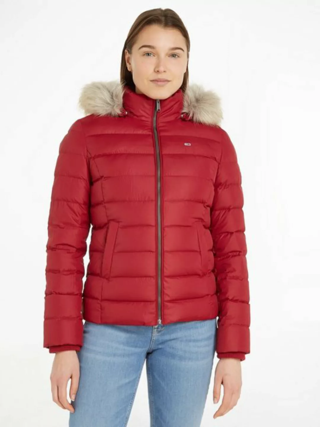 Tommy Jeans Daunenjacke BASIC HOODED DOWN JACKET mit Fellimitat an der Kapu günstig online kaufen