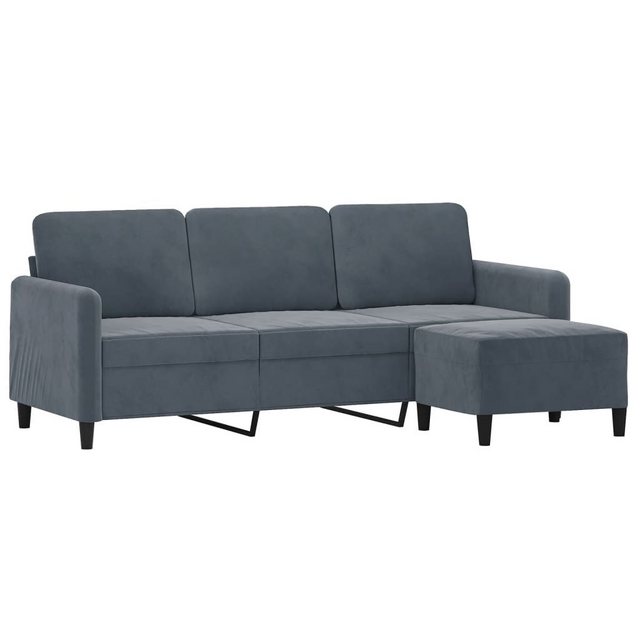 vidaXL Sofa 3-Sitzer-Sofa mit Hocker 180 cm Samt, Dunkelgrau günstig online kaufen