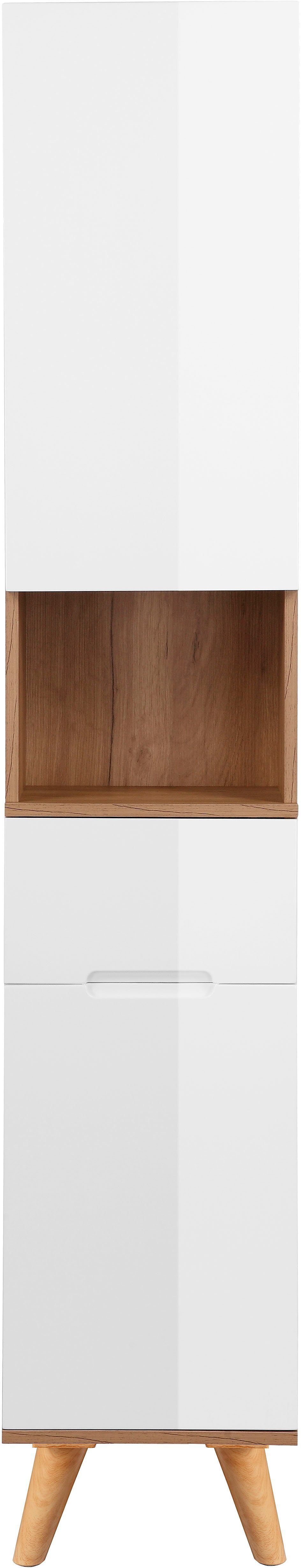 welltime Hochschrank "Lund Badschrank skandinavisches Design mit viel Staur günstig online kaufen