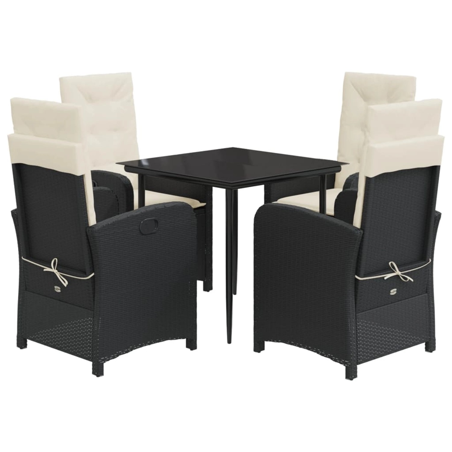 vidaXL 5-Tlg Garten-Essgruppe mit Kissen Schwarz Poly Rattan 3212291 günstig online kaufen
