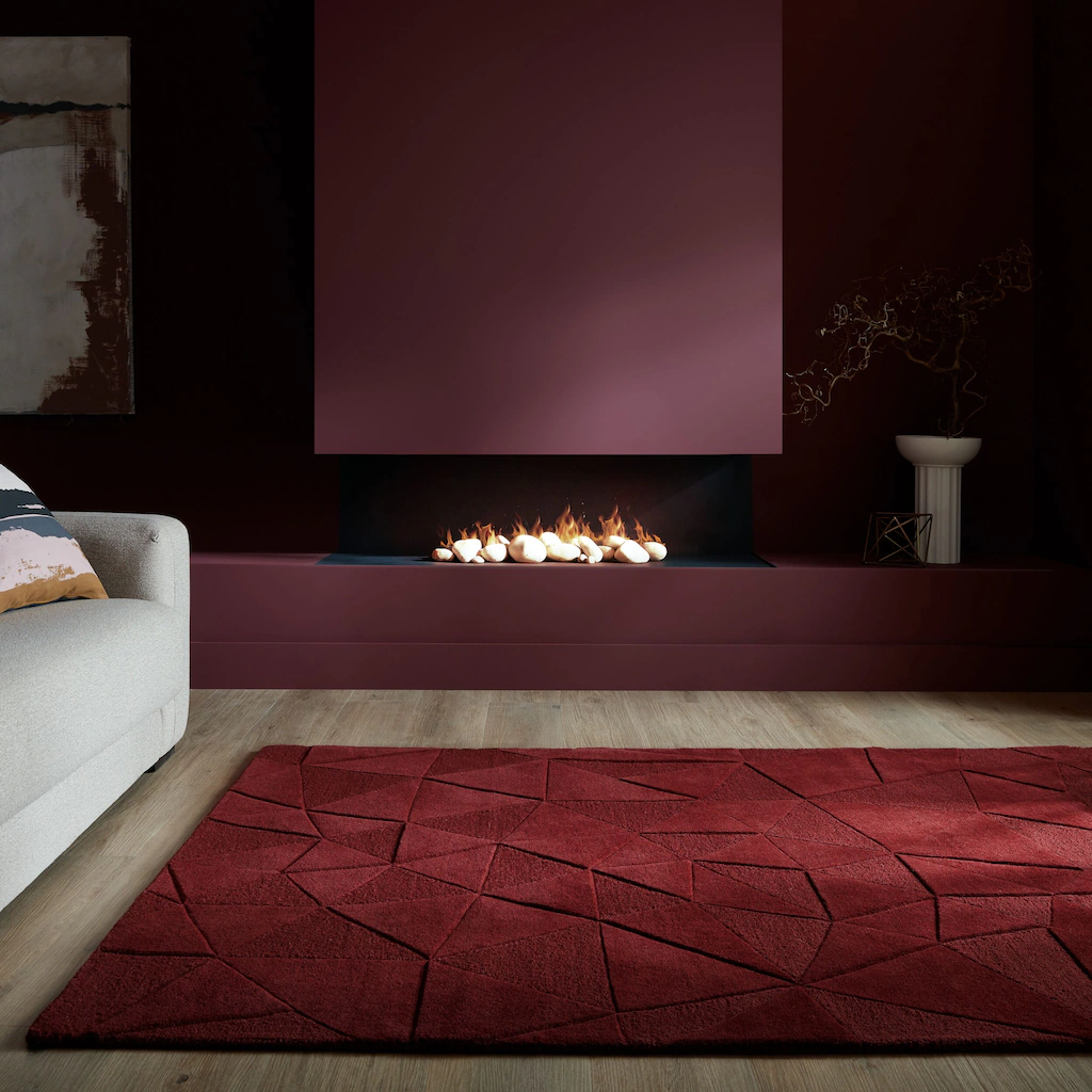 FLAIR RUGS Wollteppich »Shard«, rechteckig, Geometrischer Teppich aus Scher günstig online kaufen