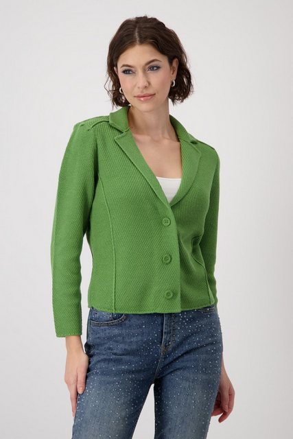 Monari Outdoorjacke Strickblazer mit Reiskornmuster avocado günstig online kaufen