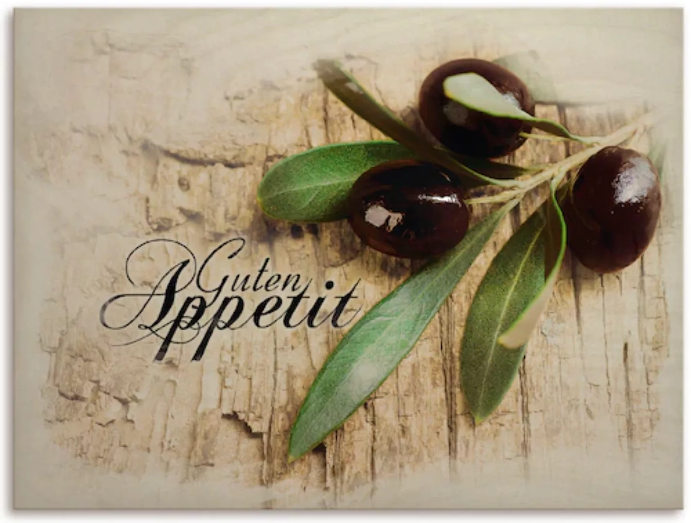 Artland Holzbild "Oliven Guten Appetit", Essen, Trinken & Genuss, (1 St.) günstig online kaufen