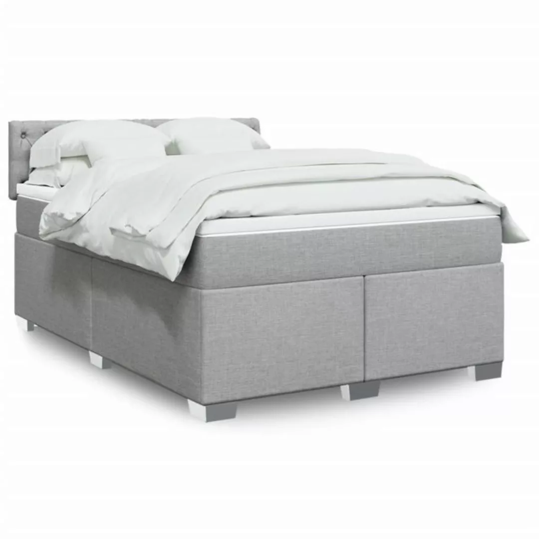 vidaXL Boxspringbett, Boxspringbett mit Matratze Hellgrau 140x200 cm Stoff günstig online kaufen