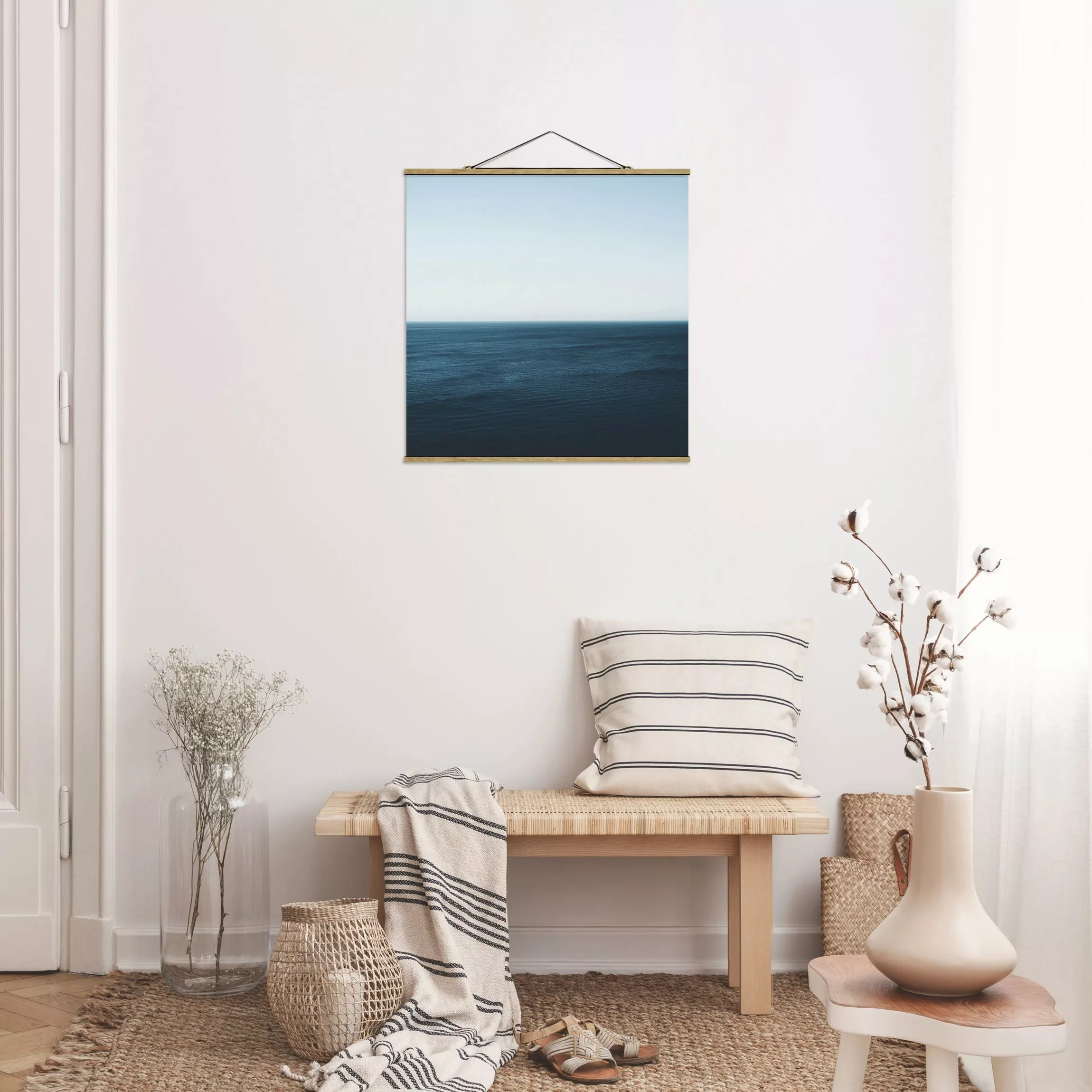 Stoffbild mit Posterleisten Minimalistischer Ozean günstig online kaufen