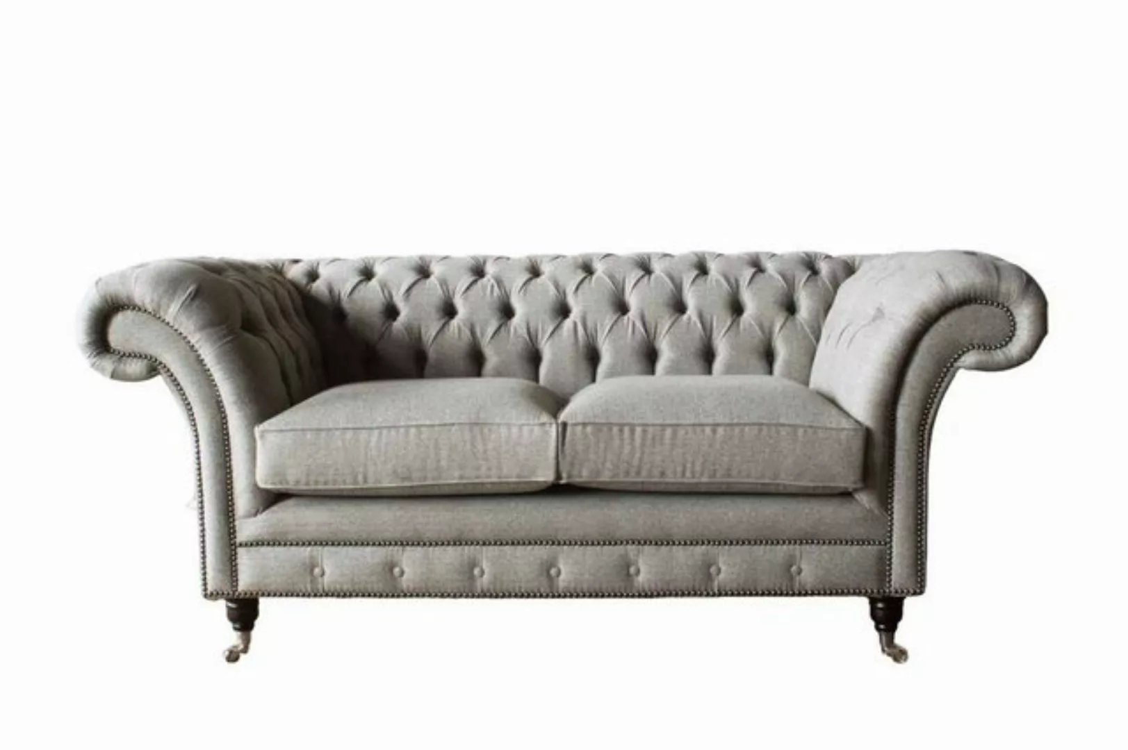 JVmoebel Sofa Chesterfield Grau Sofa 2 Sitz Couch Holz Möbel Couchen Neu, M günstig online kaufen