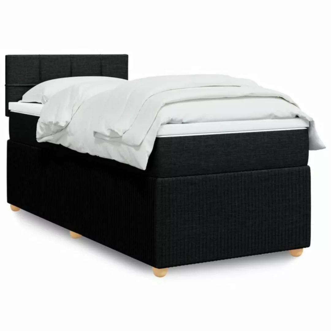 vidaXL Boxspringbett, Boxspringbett mit Matratze Schwarz 90x200 cm Stoff günstig online kaufen