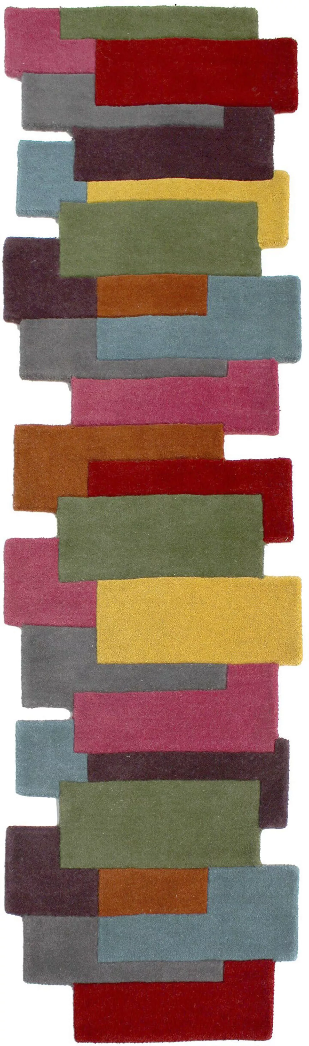 FLAIR RUGS Läufer »Abstract Collage«, rechteckig, 100% Wolle, Karo Design, günstig online kaufen