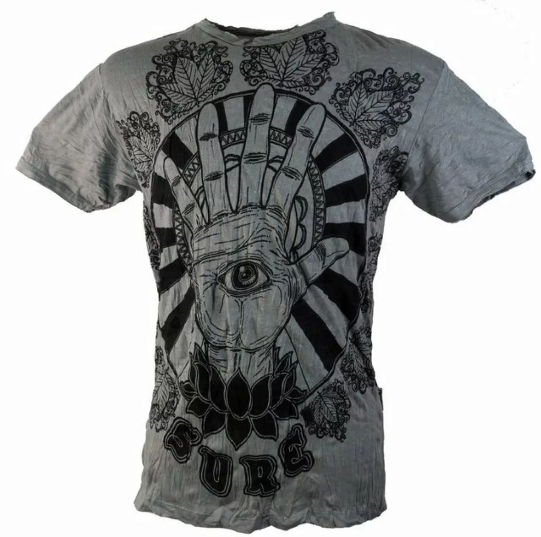 Guru-Shop T-Shirt Sure Herren T-Shirt Magic Eye - grau Goa Style, Festival, günstig online kaufen