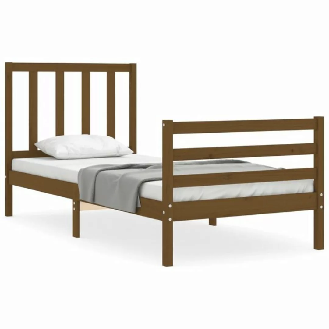 furnicato Bett Massivholzbett mit Kopfteil Honigbraun 90x200 cm günstig online kaufen