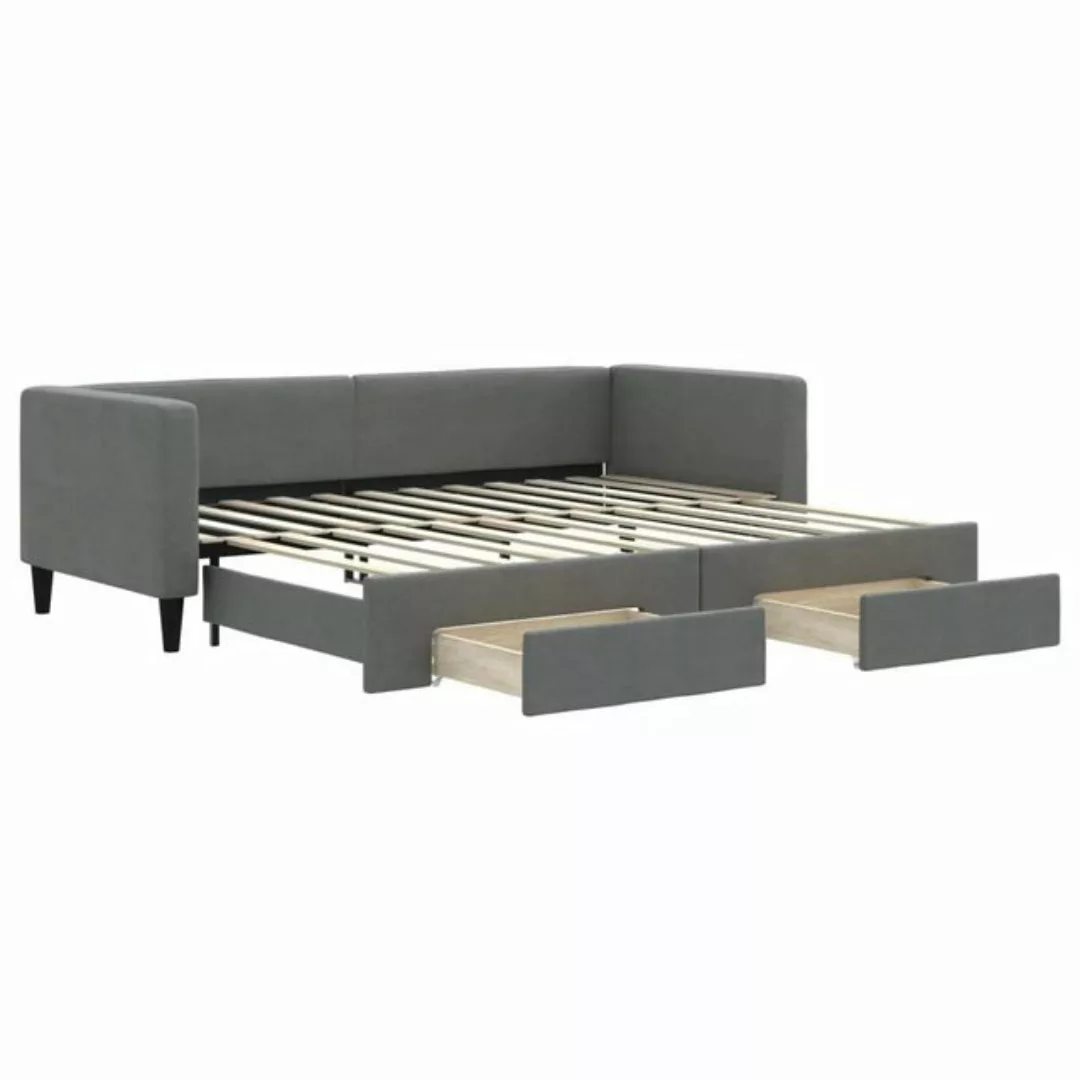 furnicato Bett Tagesbett Ausziehbar mit Schubladen Dunkelgrau 80x200 cm Sto günstig online kaufen